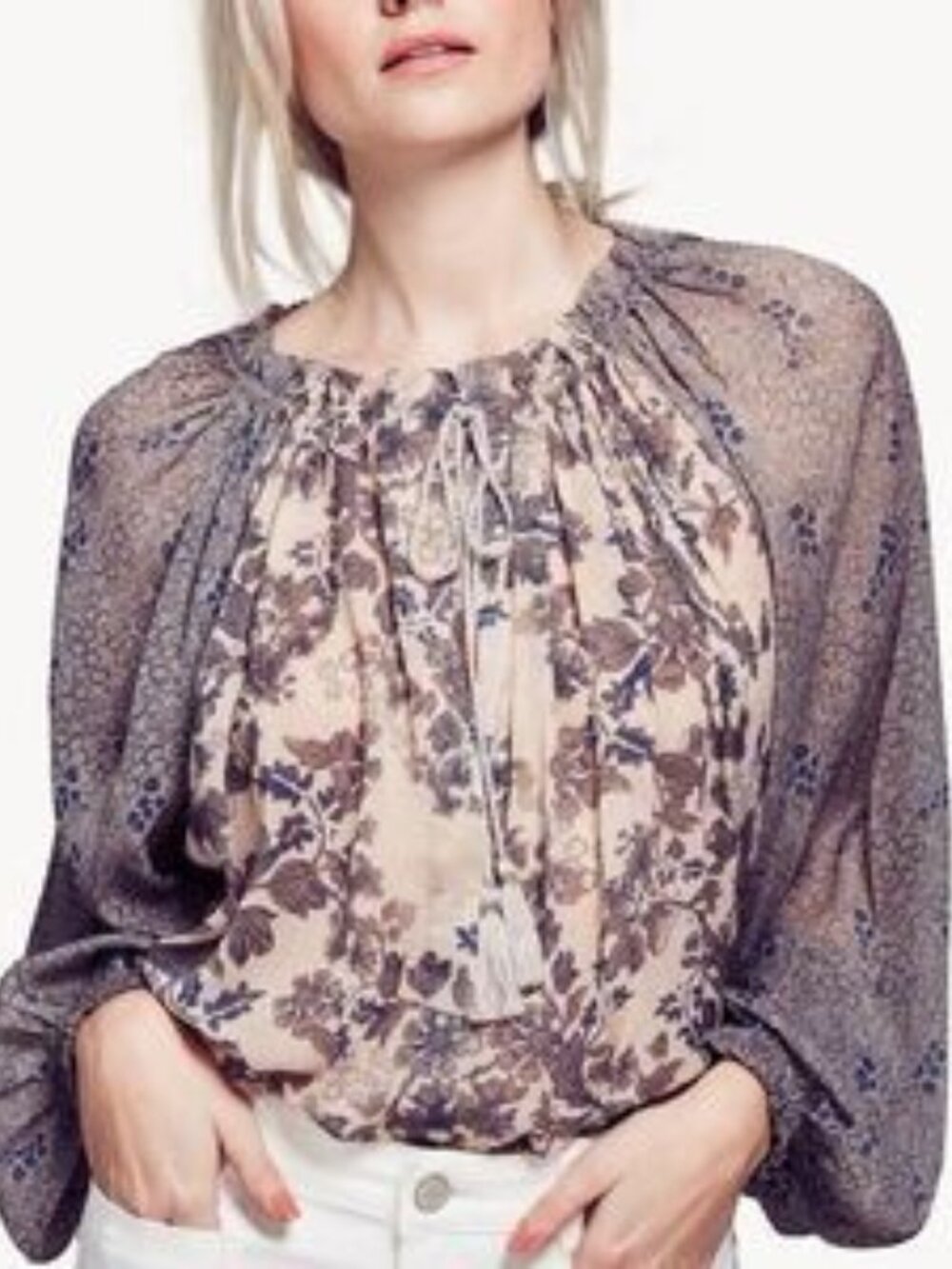 Free People Hendrix Peasant Floral Blouse Size Small